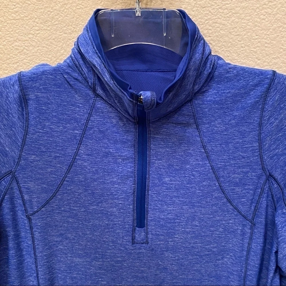 LULULEMON Blue 1/4 Zipped Long Sleeve Top Size 4-6